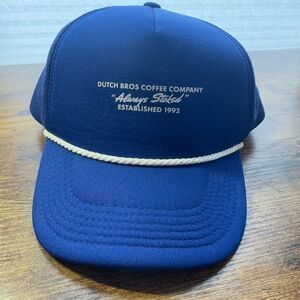 Dutch Bros‎ Coffee Company Always Stoked Trucker Hat Navy Blue Mesh Snapback Cap